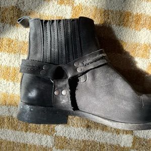 All Saints Belted Boots Moto Ankle Silver Details Leather size 37